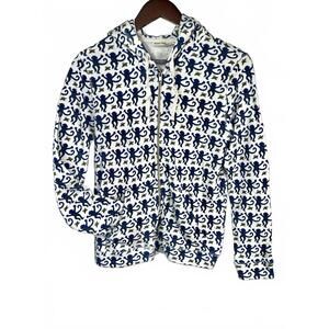 Roller Rabbit Men’s Size Small Blue Monkey Print Full-Zip Hoodie Sweatshirt NWOT